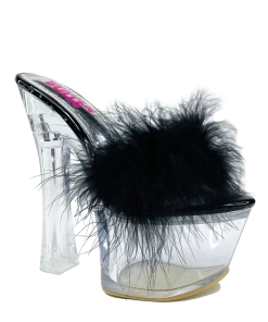 Ocho Toros CANDY FUR - BLACK/CLEAR Platforms