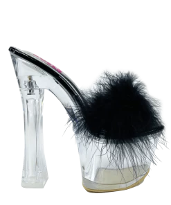 Ocho Toros CANDY FUR - BLACK/CLEAR Platforms