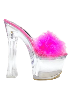 Ocho Toros Platforms CANDY FUR - HOT PINK/CLEAR