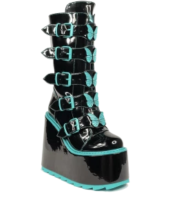 Y R U Platforms DUNE BUTTERFLY - BLACK TEAL