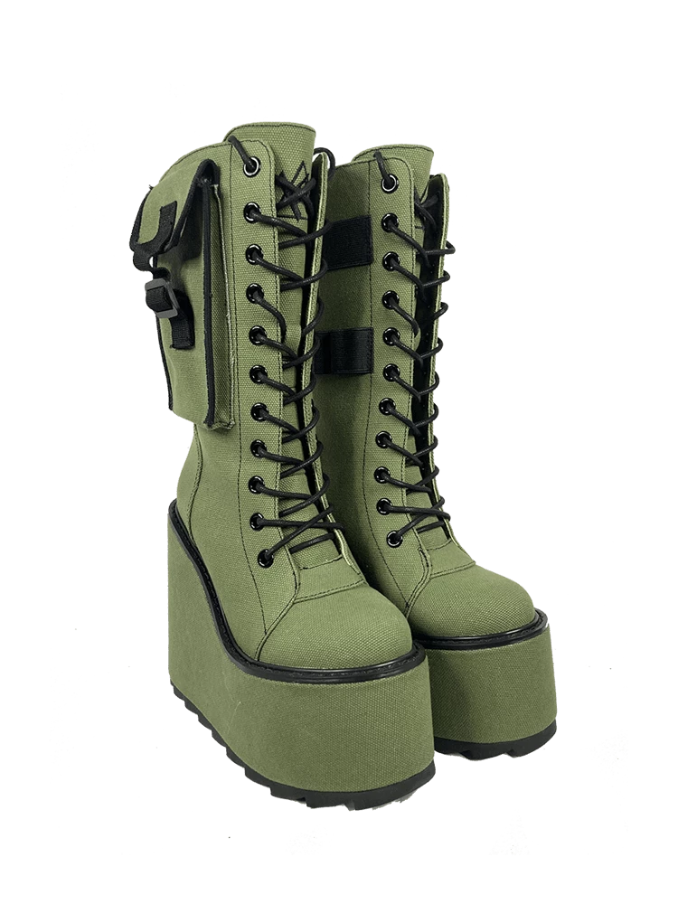 Y R U DUNE DESERT - OLIVE/BLACK Platforms 4 Y R U DUNE DESERT - OLIVE/BLACK Platforms