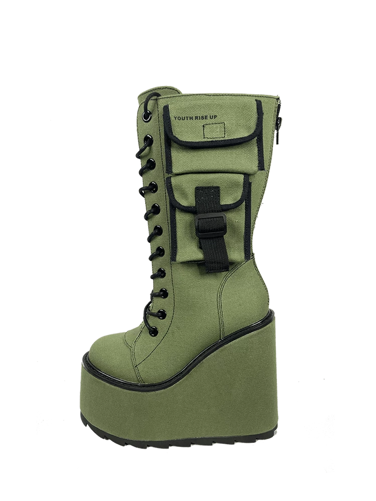 Y R U DUNE DESERT - OLIVE/BLACK Platforms 6 Y R U DUNE DESERT - OLIVE/BLACK Platforms