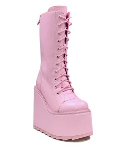 Y R U Platforms DUNE LACE UP - BABY PINK