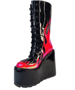 Y R U Platforms Dune Lace Up Flame - Black / Red