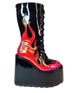 Y R U Platforms Dune Lace Up Flame - Black / Red