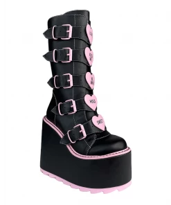 Y R U DUNE HEART - BLACK/PINK Platforms