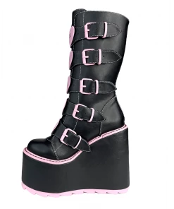 Y R U DUNE HEART - BLACK/PINK Platforms