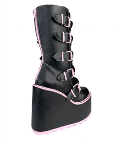Y R U DUNE HEART - BLACK/PINK Platforms