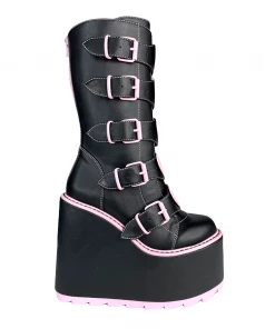 Y R U DUNE HEART - BLACK/PINK Platforms