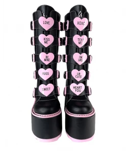 Y R U DUNE HEART - BLACK/PINK Platforms