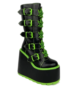 Y R U DUNE W33D- BLACK/GREEN Platforms