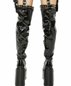 FAN ALL FLAMES Platforms HEATHEN THIGH HIGH BOOT