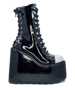 FAN ALL FLAMES Platforms HEAVY METAL BOOT - BLACK