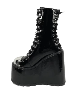 FAN ALL FLAMES Platforms HEAVY METAL BOOT - BLACK