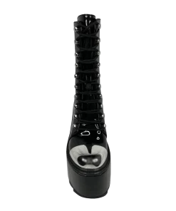 FAN ALL FLAMES Platforms HEAVY METAL BOOT - BLACK