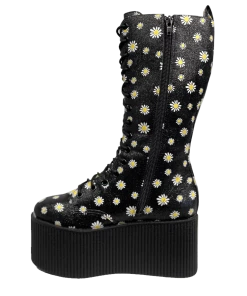 Y R U KAOS HI - BLACK DAISY Platforms