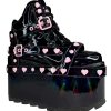 Y R U QOZMO BNDG HEART - BLACK HOLOGRAM/PINK Platforms