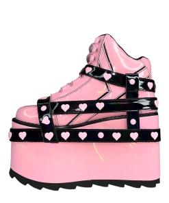 Y R U QOZMO BNDG HEART - PINK HOLOGRAM/BLACK Platforms