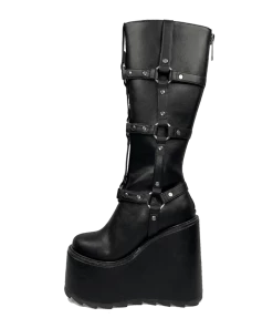 FAN ALL FLAMES STOMP O-RING BOOT - BLACK Platforms