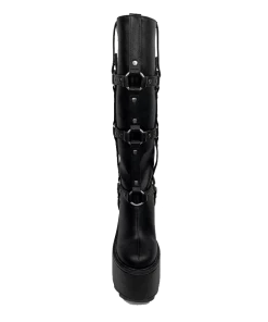 FAN ALL FLAMES STOMP O-RING BOOT - BLACK Platforms